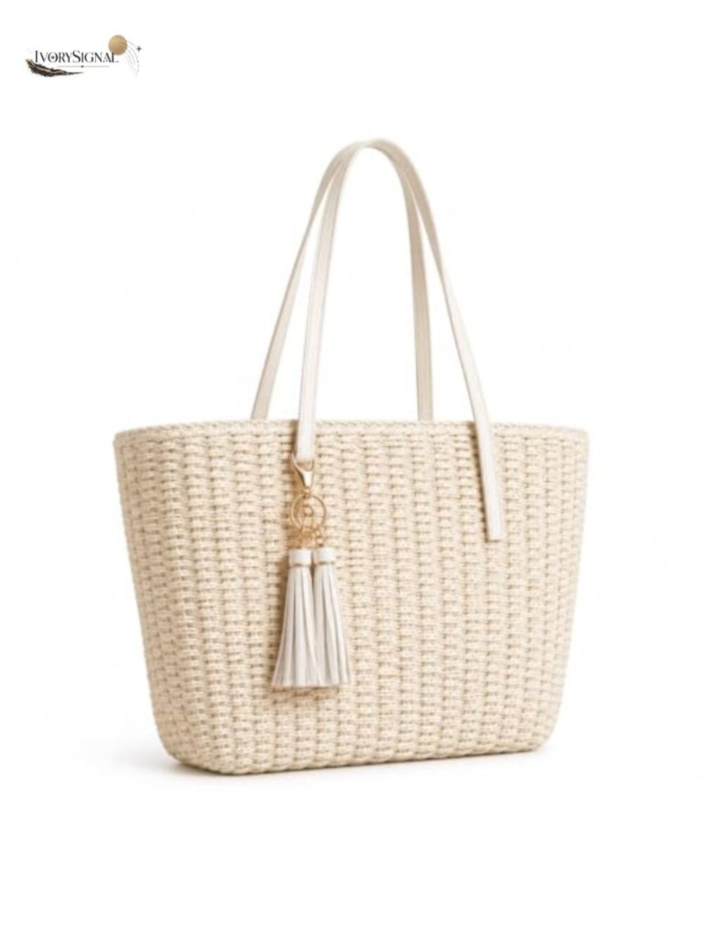 Straw Tote Bag Summer Beach Woven Handbag Shoulder Travel Purse